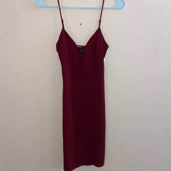 Going out red y2k sleeveless Forever21 dress laced open front bodycon cute top - Picture 4 of 10
